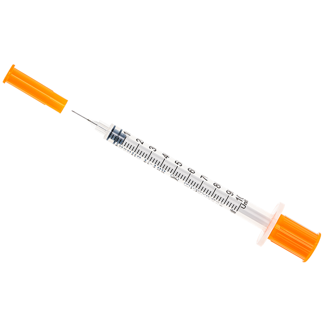 Insulin Syringe with Fixed Needle, Box of 100