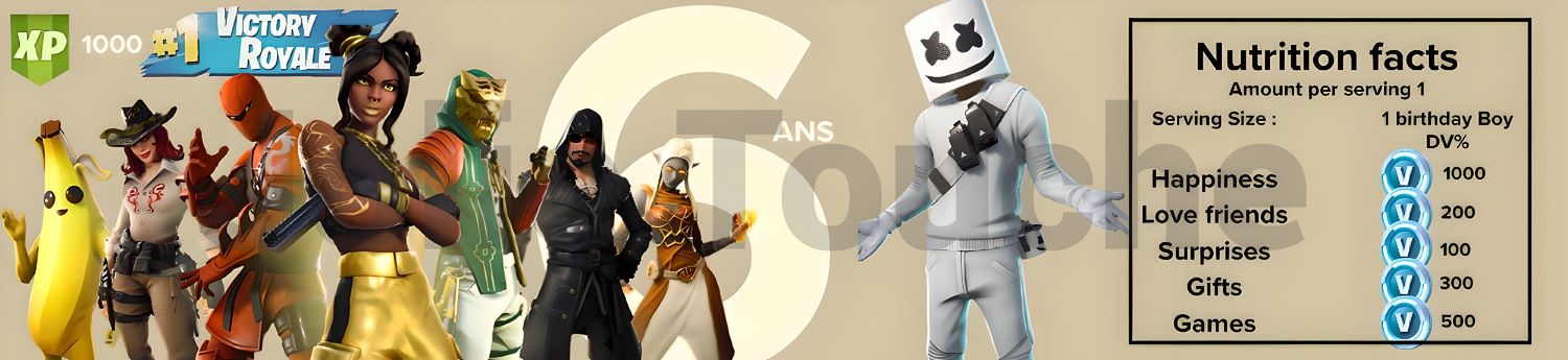 étiquettes de bouteille d&#39;eau Fortnite personnalisées