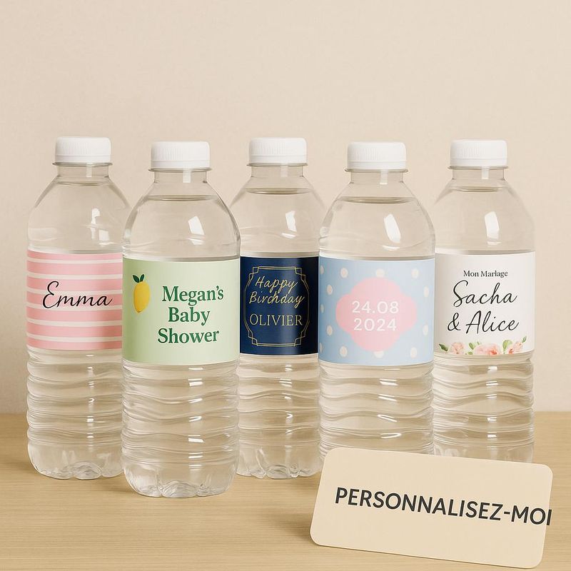 Étiquettes de bouteilles d&#39;eau personnalisées
