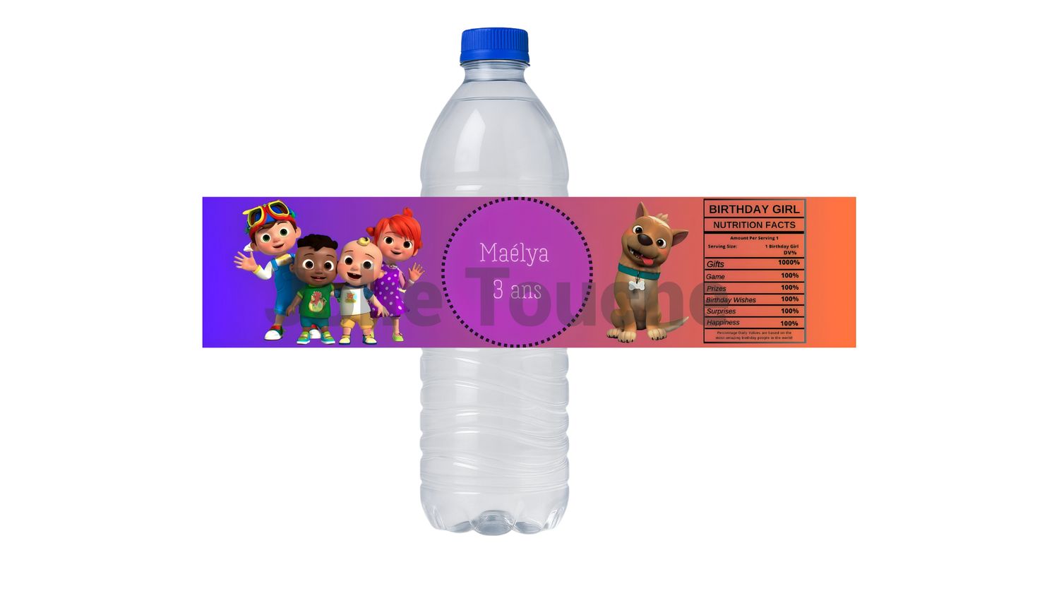étiquettes de bouteille d&#39;eau Coco melon personnalisées