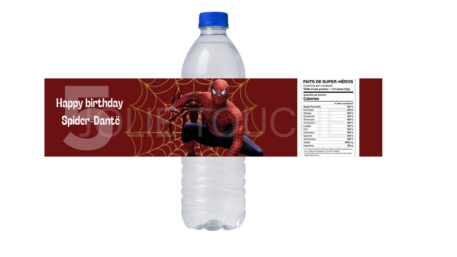 étiquettes de bouteille d&#39;eau Spiderman personnalisées