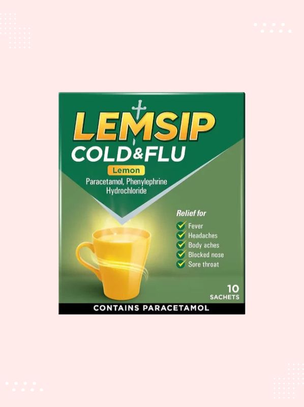 Packaging of Lemsip Cold &amp; Flu Lemon Sachets available at Modern Bazaar UK