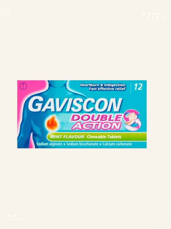 Packaging of Gaviscon Double Action Tablets available at Modern Bazaar UK