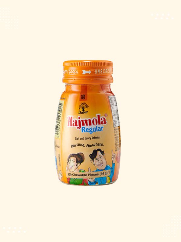 Packaging of DABUR HAJMOLA TABLETS REGULAR 120&#39;S available at Modern Bazaar UK