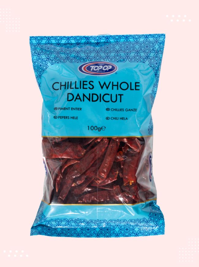 Close-up view of premium quality Chillies Whole Dandi Cut available at Modern Bazaar UK