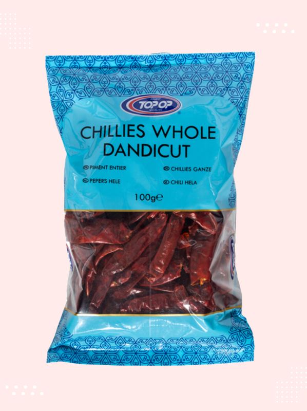 Close-up view of premium quality Chillies Whole Dandi Cut available at Modern Bazaar UK