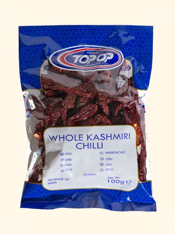 Close-up view of premium quality Whole Kashmiri Chilli available at Modern Bazaar UK