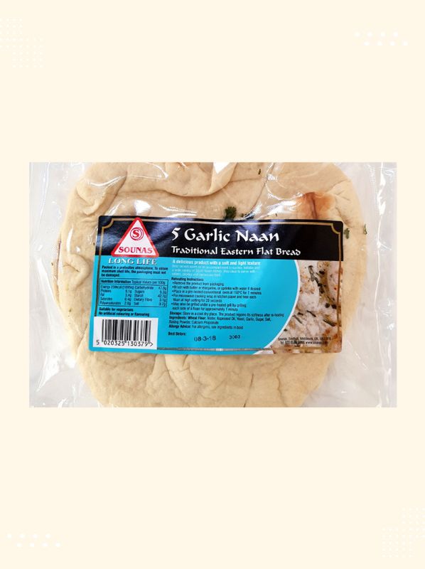 Sounas 5 Garlic Naan Breads from Modern Bazaar UK