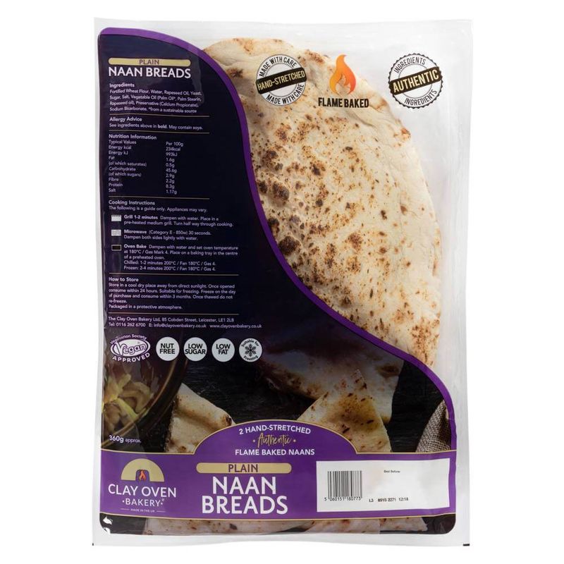 Clay Oven Bakery 2 Plain Naan Breads from Modern Bazaar UK