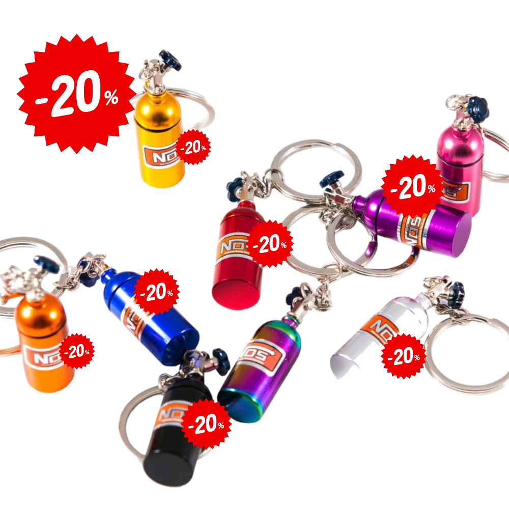 Nitro Oxid Bottle für Tuning Freaks als Schlüsselanhänger - Lachgaseinspritzung Auto KFZ Zubehör Motorsport Performance Teile