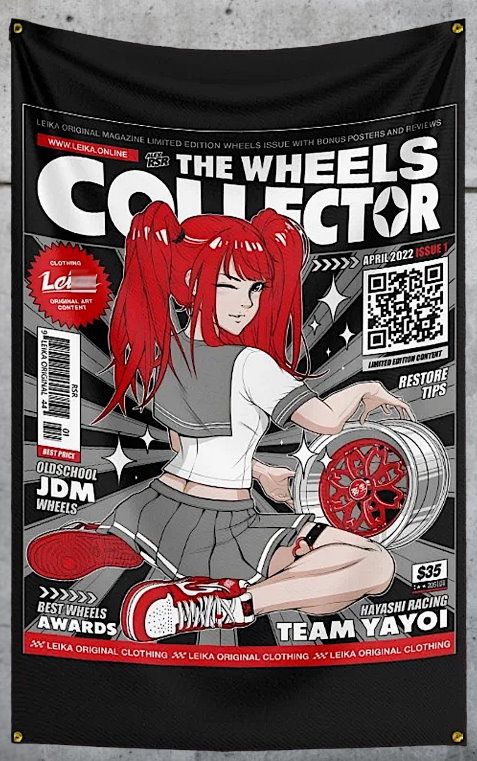 Fahne Wandtuch – The Wheels Collector JDM Anime Style