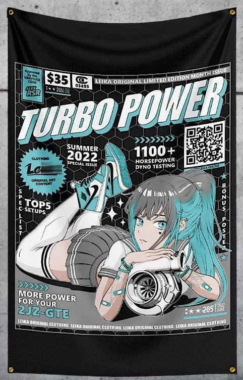 Fahne Wandtuch – Turbo Power JDM Anime Style (2JZ-GTE Edition)