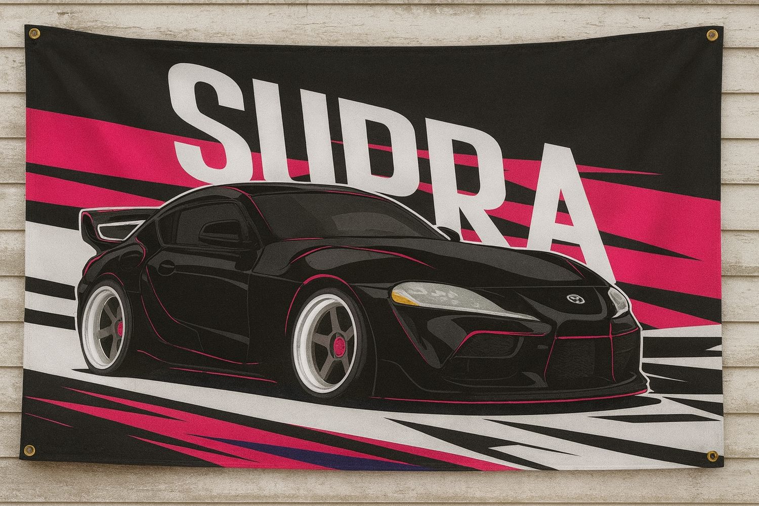 Fahne Wandtuch – „Supra – Black Edition“ Motorsport JDM Rennsport