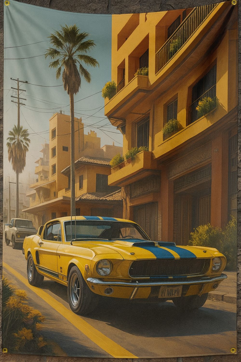 Fahne Wandtuch – „American Mustang Muscle“ Classic US Dream Car