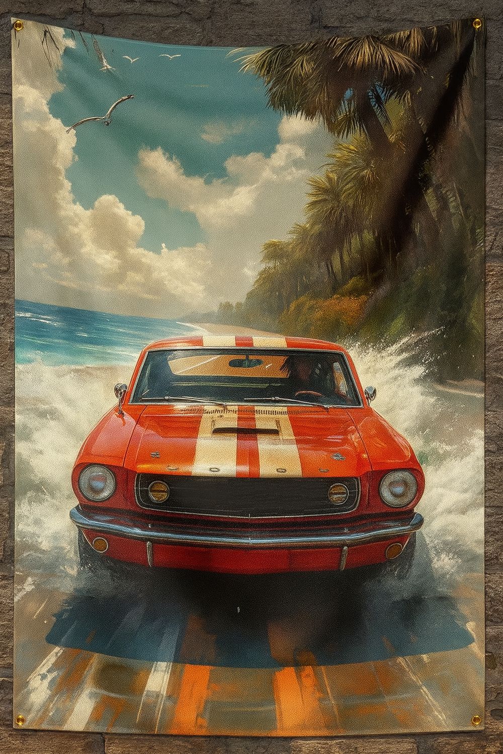Fahne Wandtuch – „American Mustang Muscle“ Classic US Dream Car