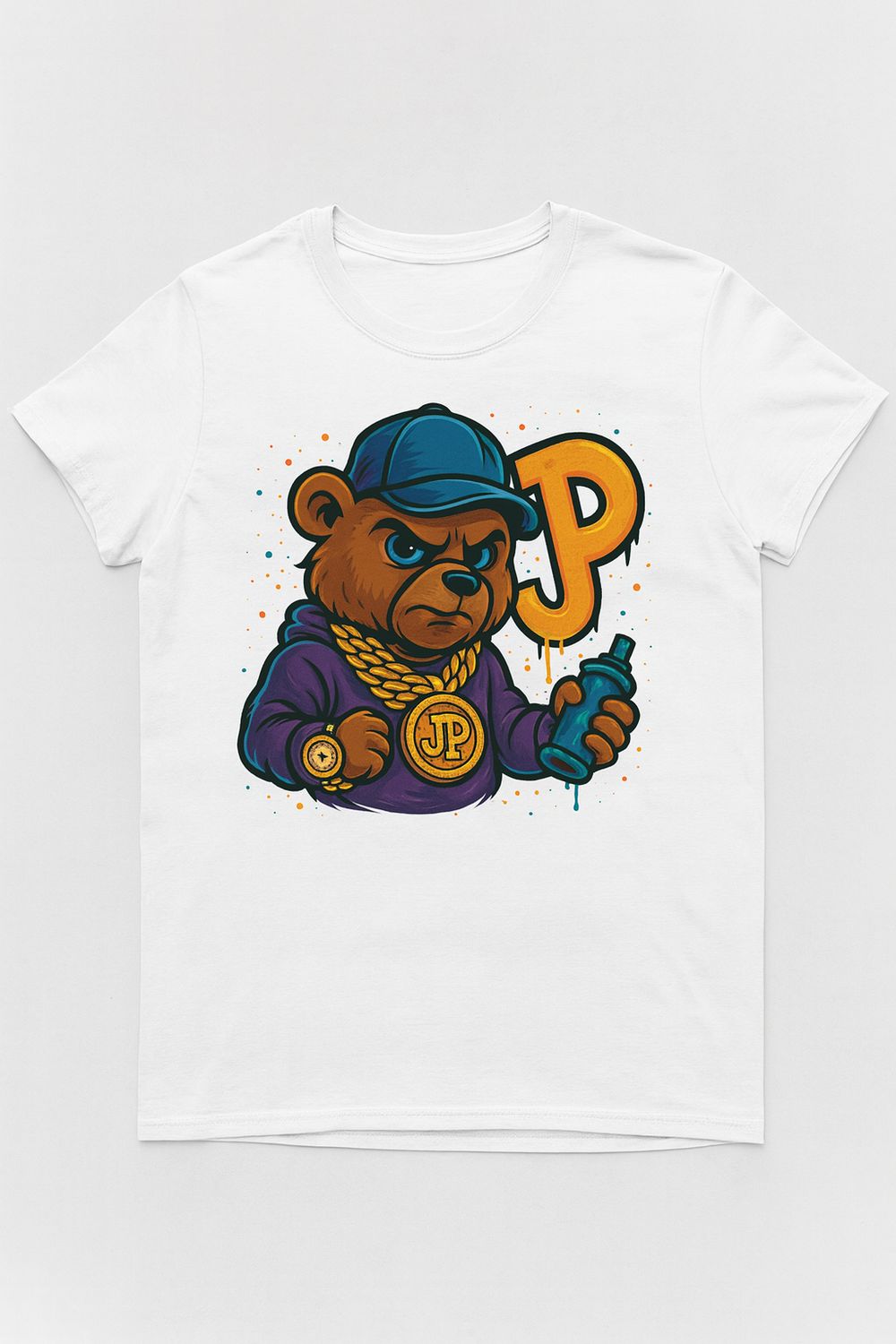 JP Customized Graffiti Beertje T-Shirt – Streetwear Luxe met JP Twist