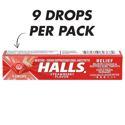 HALLS RELIEF 9 DROPS STRAWBERRY