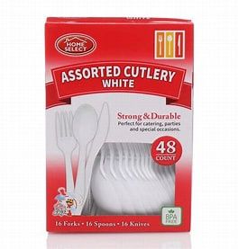 HOME SELECT ASSORTED CUTLERY WHITE 48PK