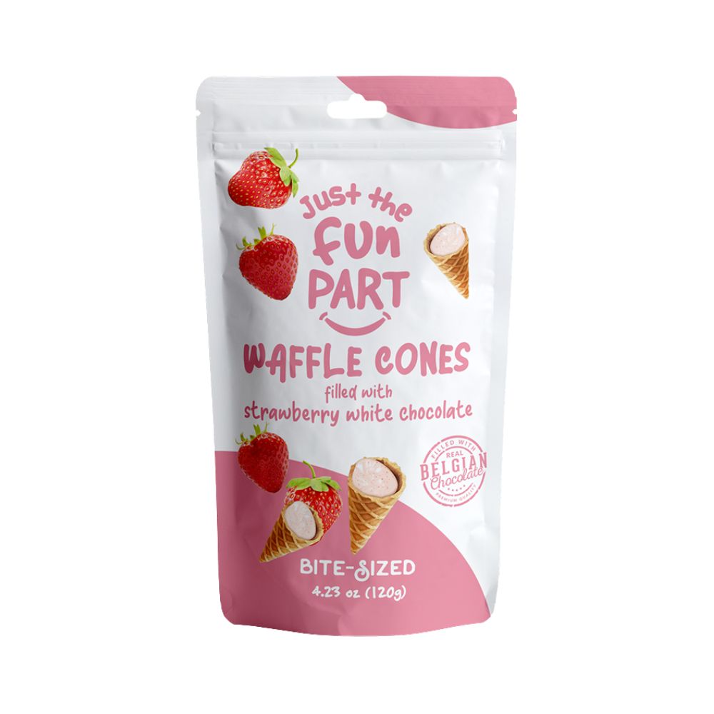 Just The Fun Park Strawberry &amp; White Chocolate Waffle Cones 4.23 oz