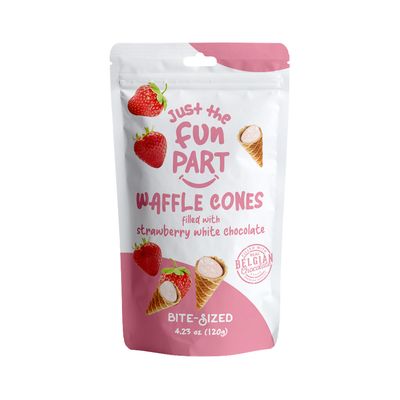 Just The Fun Park Strawberry &amp; White Chocolate Waffle Cones 4.23 oz