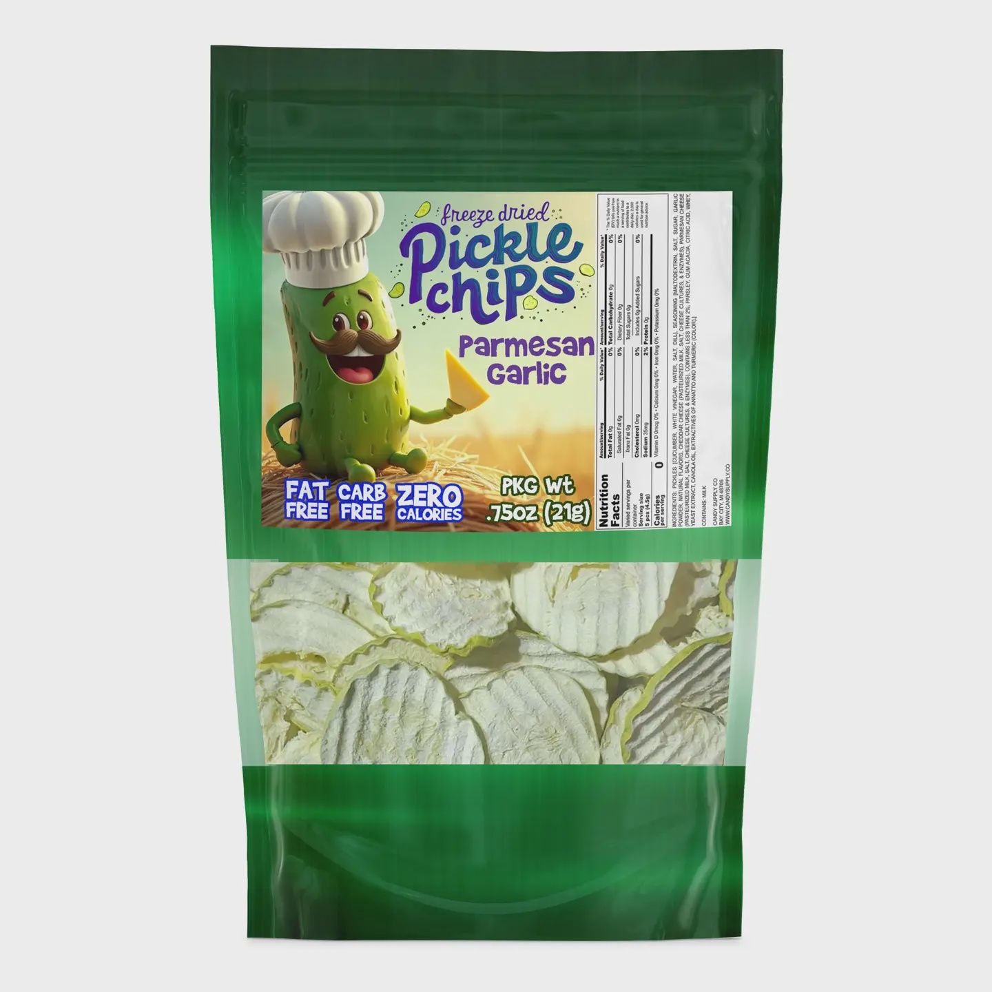 Freeze Dried Pickle Chips (Parmesan Garlic)