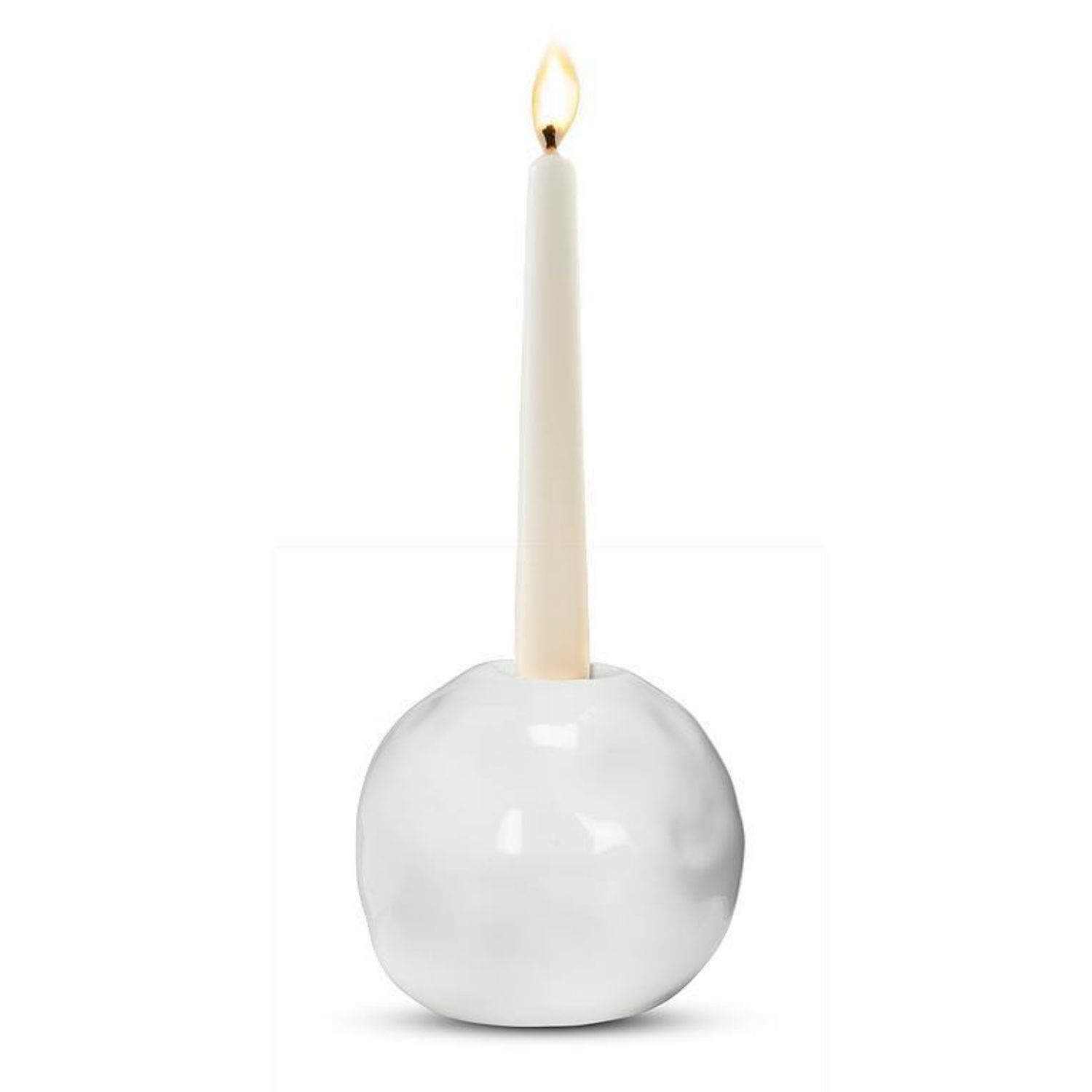 2.5&quot; Snowball Taper Candle Holder – White