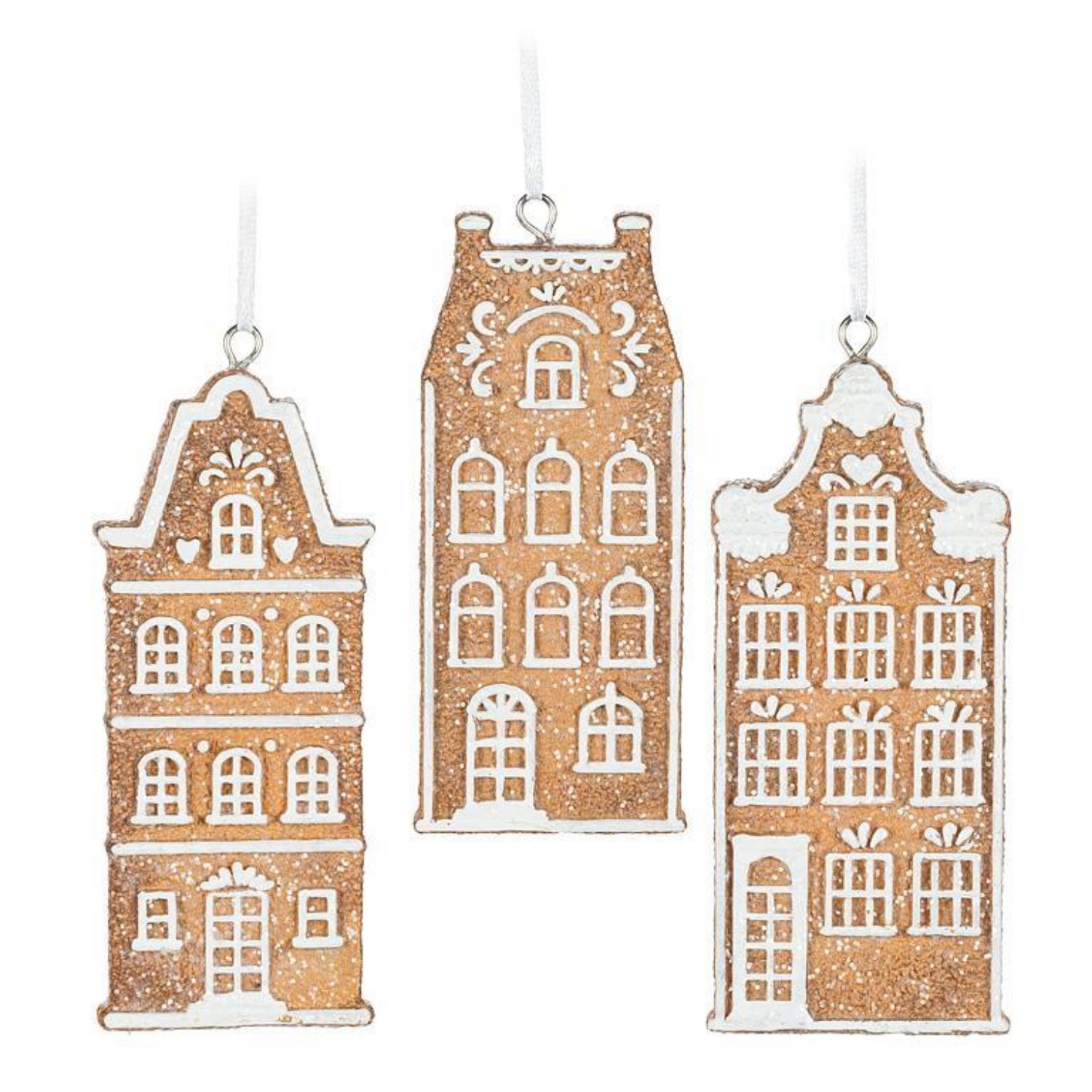 5&quot; Gingerbread House Ornament – Set of 3 Assorted