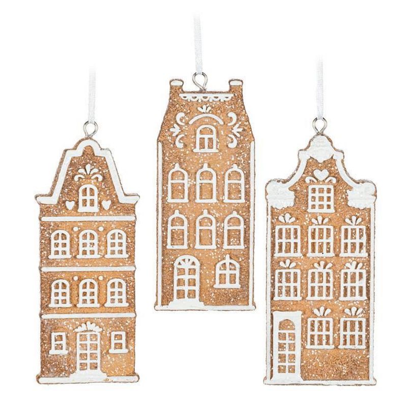 5&quot; Gingerbread House Ornament – Set of 3 Assorted
