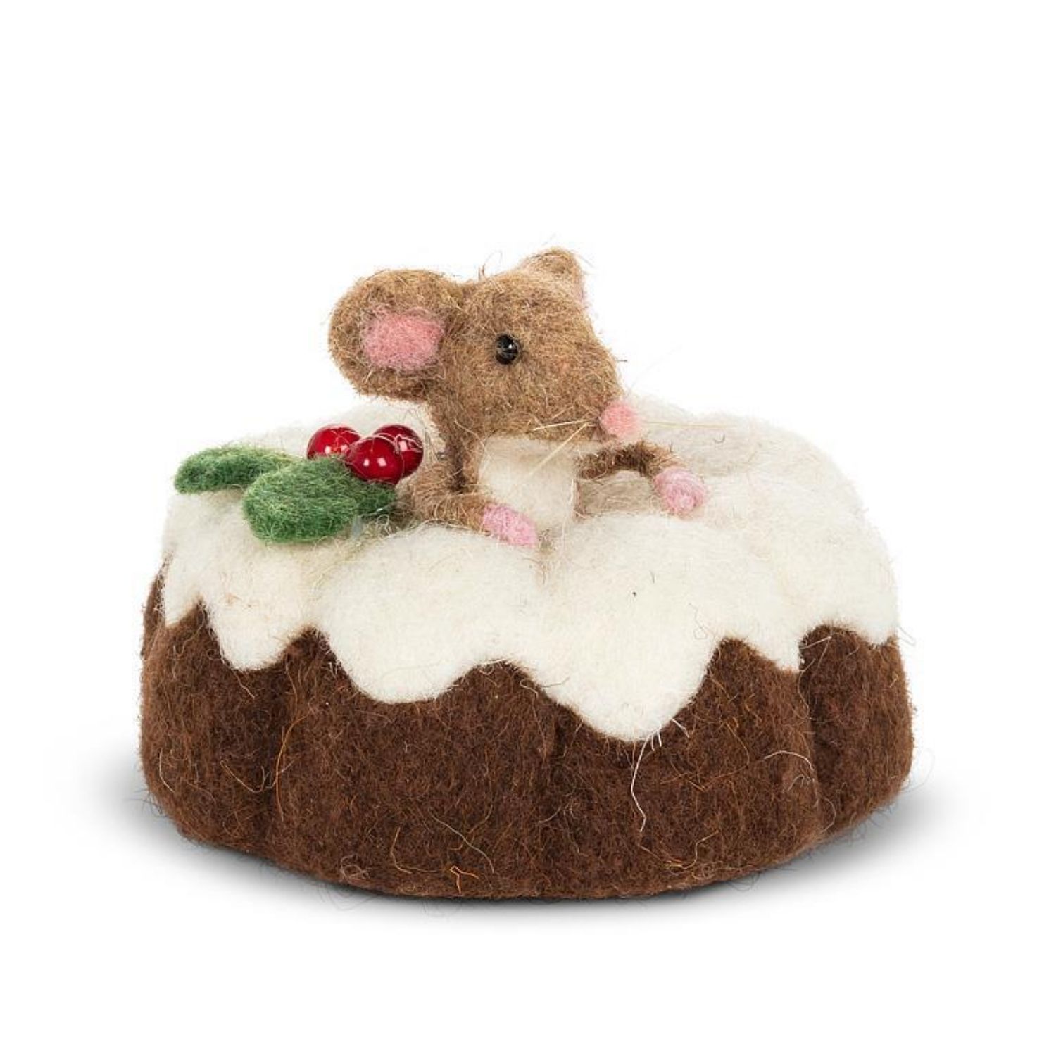 4.5&quot; Wool Mouse with Bundt Cake Ornament