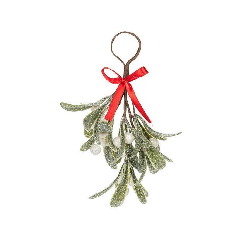 8&quot; Mistletoe Cluster with Red Bow