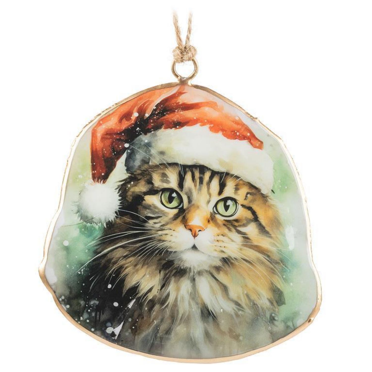 4&quot; Vintage Cat with Santa Hat Ornament