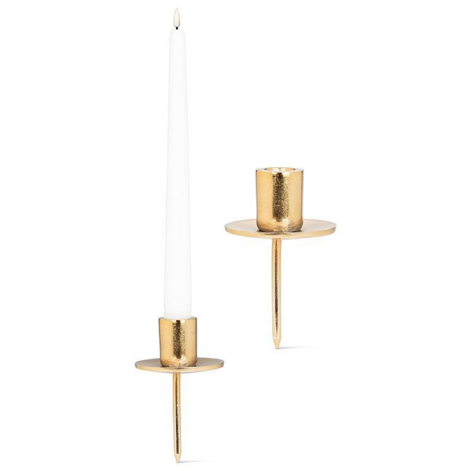 4.5&quot; Straight Taper Candle Holder on Stake – Gold