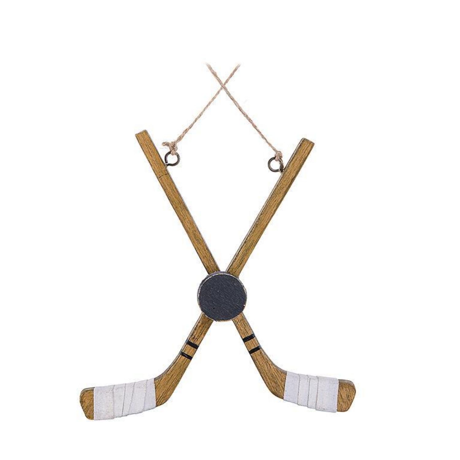 7&quot; Hockey Sticks with Puck Ornament