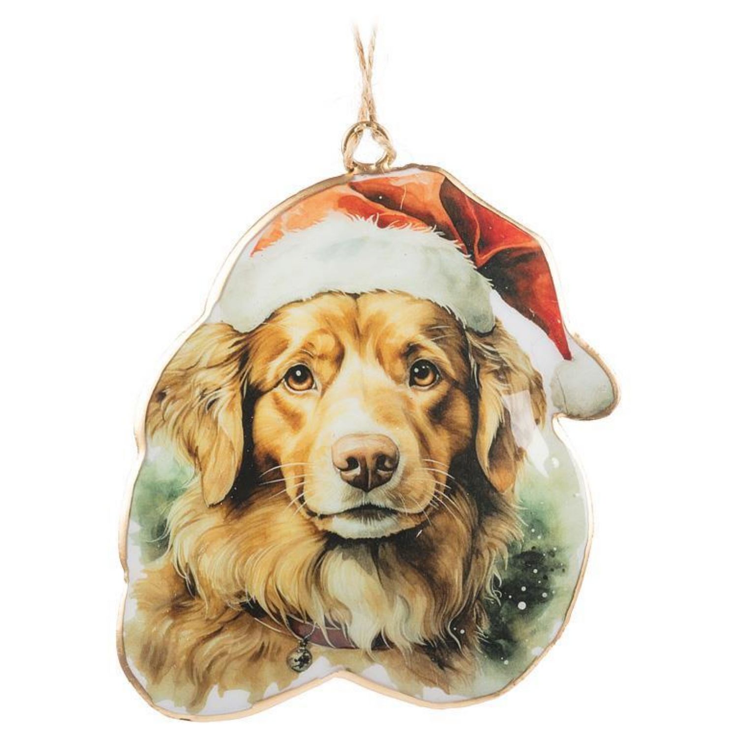 4&quot; Vintage Dog with Santa Hat Ornament
