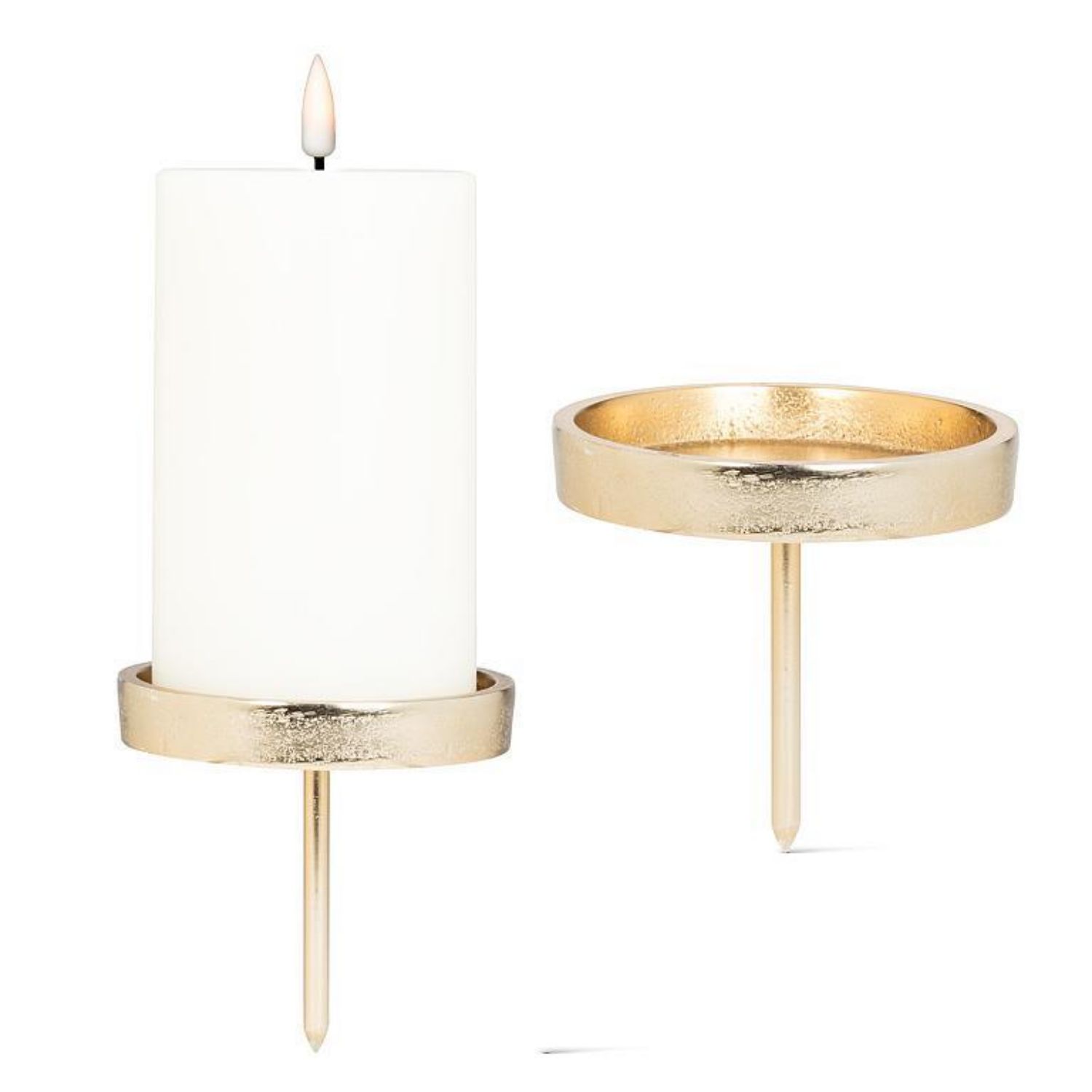 3.5&quot; Pillar Candle Holder on Stake – Gold