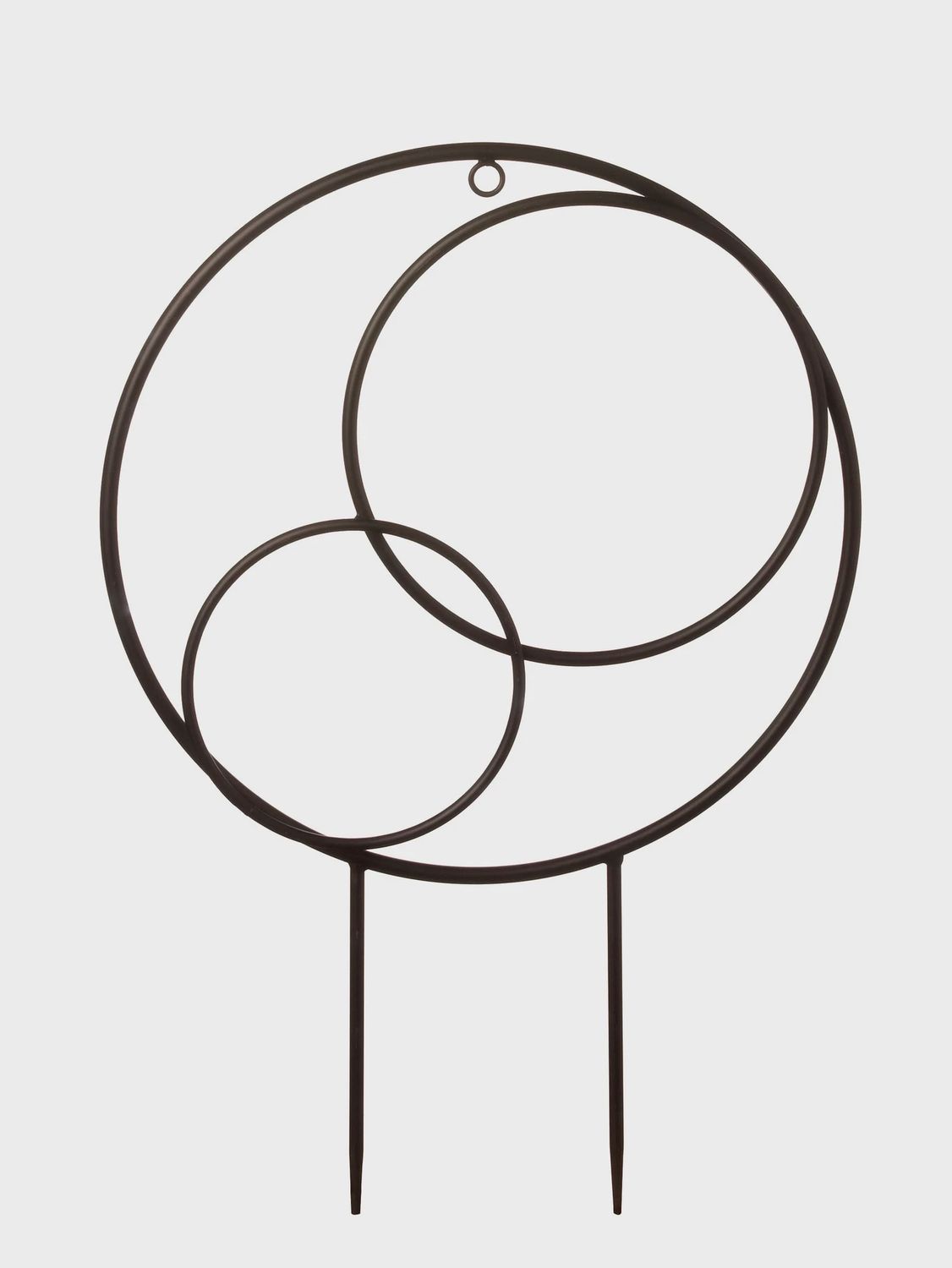 Triple Circle Metal Hoop Décor with stake 16&quot; black