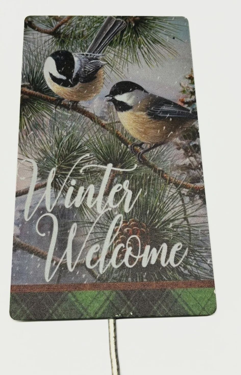 Winter Chickadee Welcome Sign on stake 25&quot;