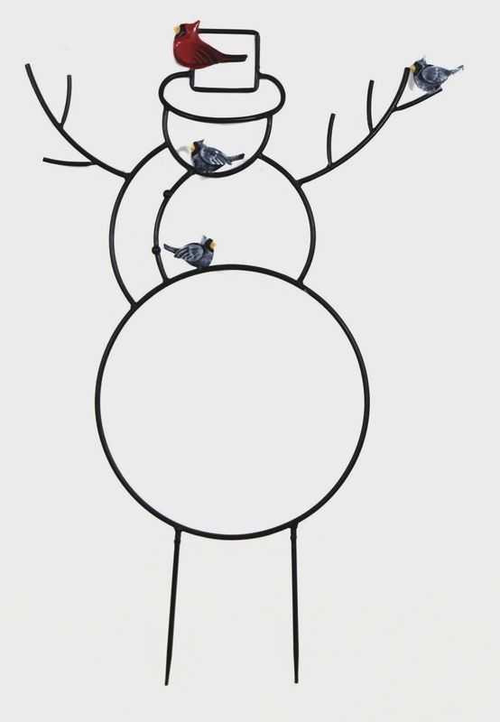 Metal Snowman Outline with Stakes