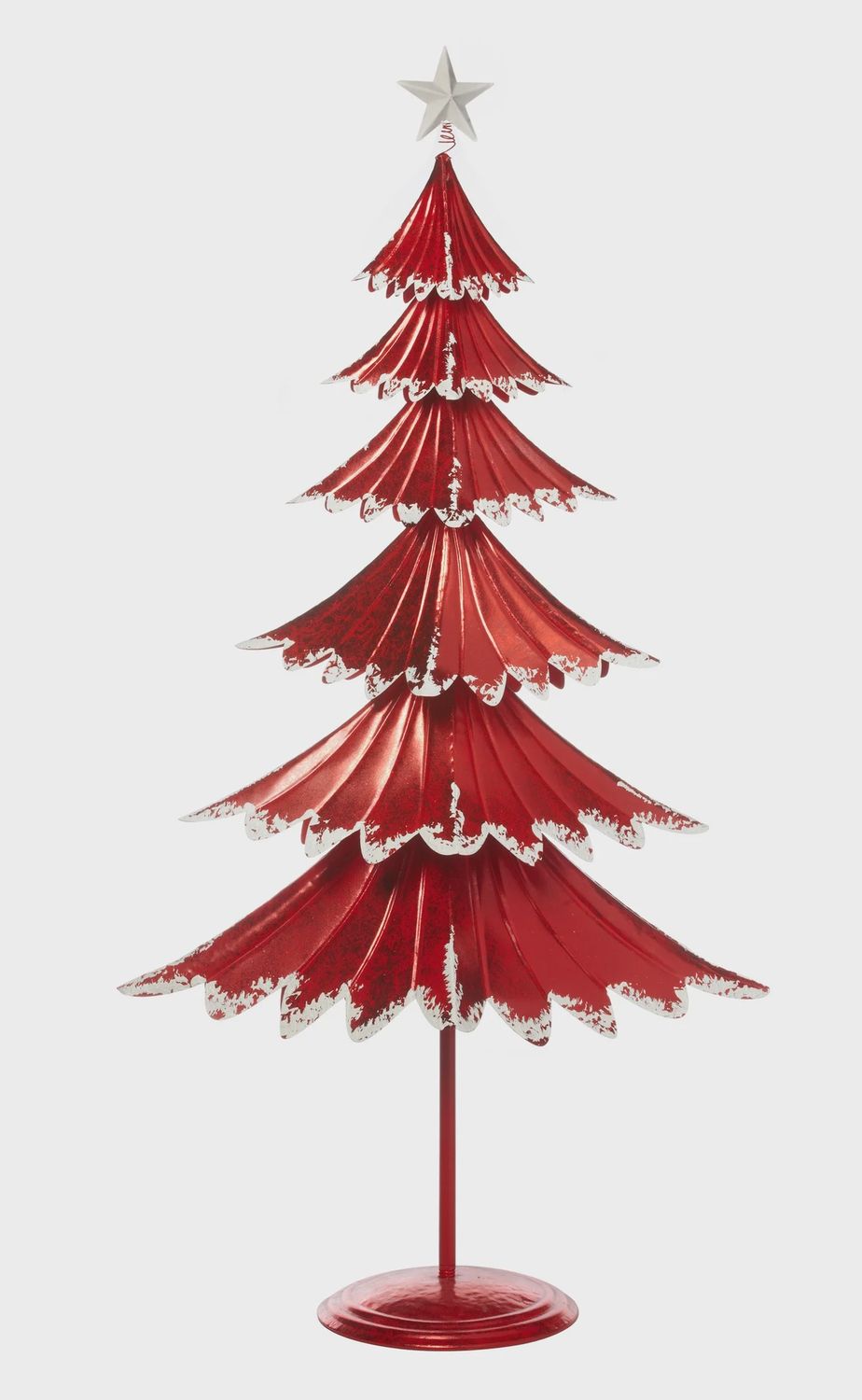 Layered Christmas Tree Décor with Snow 6&#39; red