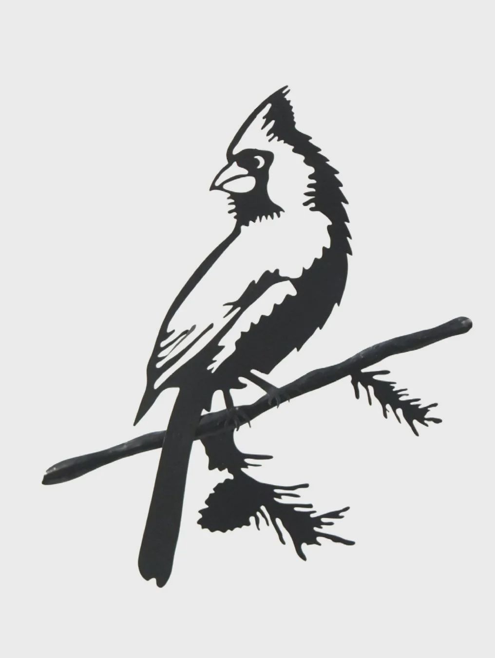 Metal Cardinal on a Branch Silhouette on a stake 19&quot; black