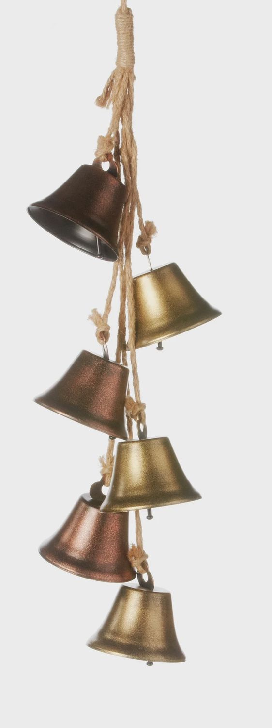 Classic Bell Hanging Cluster gold &amp; copper metal 26&quot;