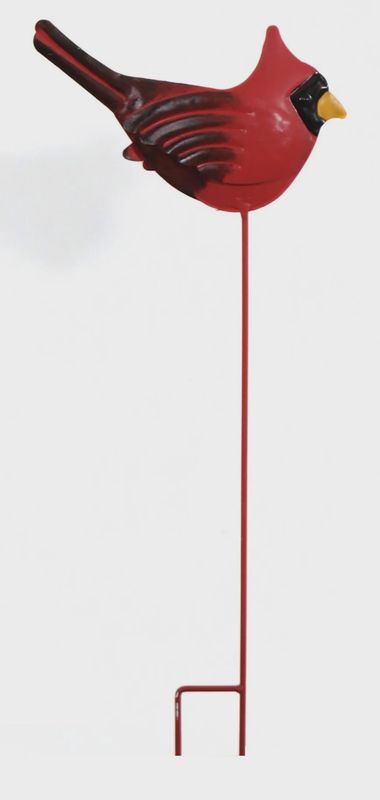 Metal Cardinal on Stake 9&quot; – Red