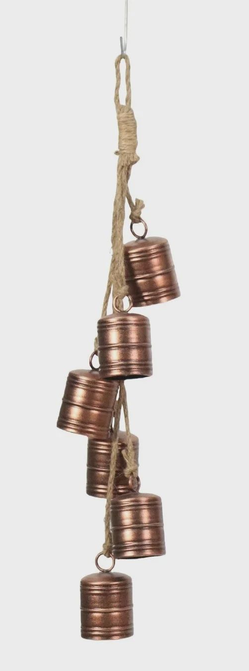 Vintage Bell Hanging Cluster copper metal 26&quot;