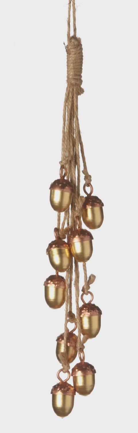 Hanging Acorn Cluster 17&quot; gold metal