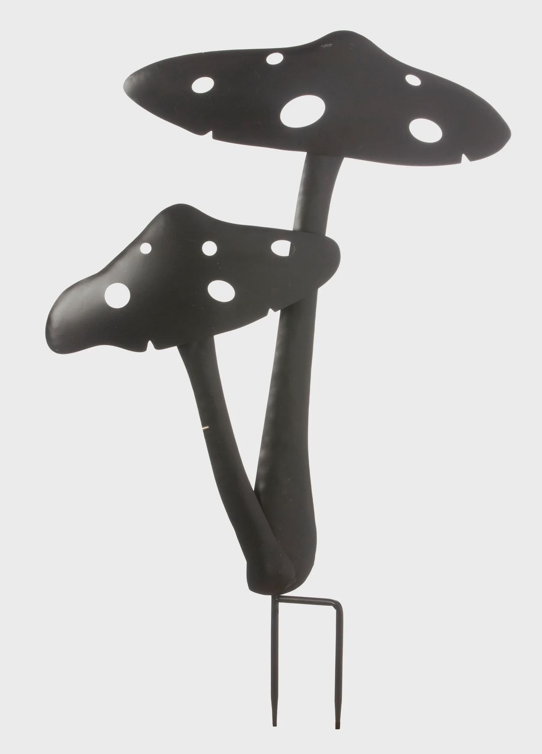 Metal Mushroom Silhouette with Polka Dots on stakes black