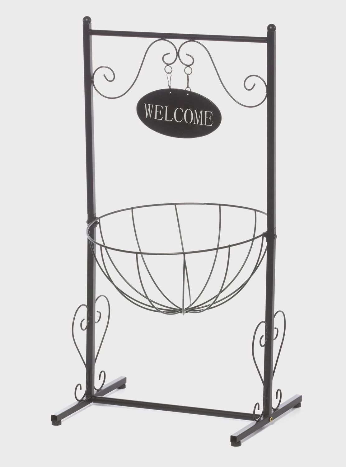 Metal Welcome Planter 33&quot; black