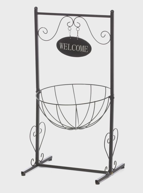 Metal Welcome Planter 33&quot; – Black