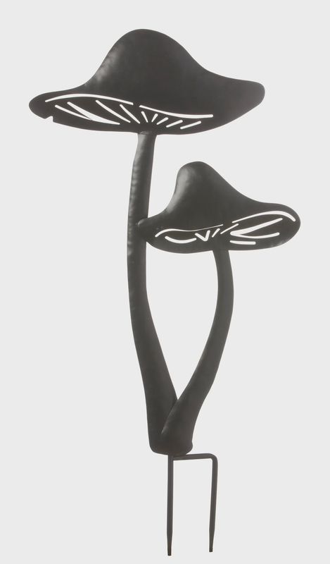 Metal Mushroom Silhouette on Stakes – Black