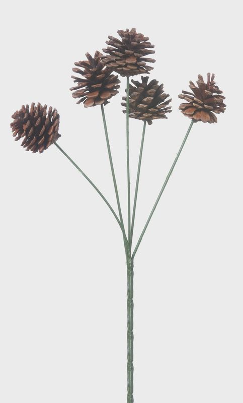 Pinecone Spray Stem x5 13&quot; – Brown
