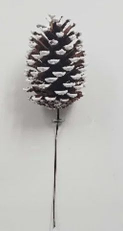White Tipped 4&quot; Pinecone on pick